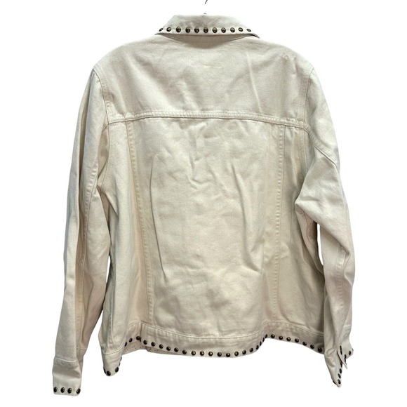 The GREAT Studded Slouchy Jean Jacket Natural Bone Western Style Size 3 Large - Picture 5 of 12